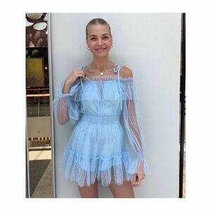 Alice McCall Cornflower Blue Romantic Crystal Skies Romper Playsuit, NWT Sz 6